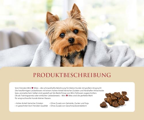 animonda vom Feinsten Mini Hundesnacks Love Bites Rind mit Salbei (10 x 50g), Premium Hundesnacks getreidefreie Hundeleckerlis für ausgewachsene kleine Hunde