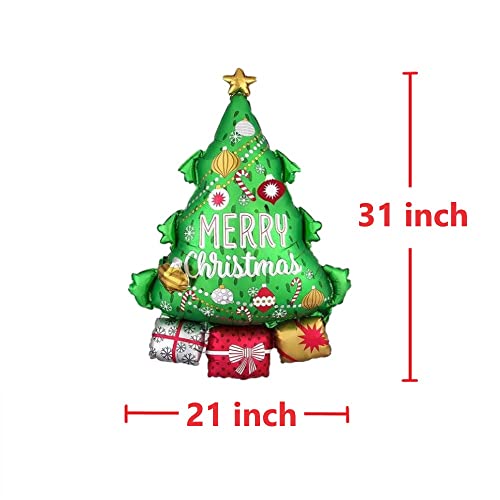 8Pcs Christmas Balloons, Santa Claus Christmas Stocking Xmas Car Gift Foil Christmas Tree Balloons For Kids And Xmas Party Supplies Decorations, Red&Green, Large Size(20-55 Inch) #TOP4