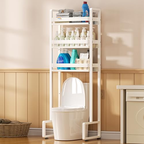 Estante ajustable de tres niveles de acero al carbono sobre el inodoro, organizador de almacenamiento de baño gris con diseño de carga estable para soluciones de ahorro de espacio sobre los inodoros