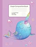  4 x 4 Graph Composition Book: Cute Pink & Purple Sea Themed Narwhal Quad Ruled 4 Squares Per Inch Math & Science Graph Paper Notebook for Elementary Students (7.44 x 9.69) (Cute Animals Notebooks)