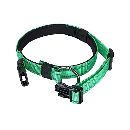 EXCELLENT ELITE SPANKER Reflective Dog Collar Classic Soft Padded Breathable Nylon Adjustable Pet Collar with Quick Release Buckle for Boy Girl Male Female Puppies Small Medium Large Dogs(L-GRN) - Image 3