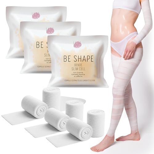 Lua Body Kit 3 Bende drenanti contro gli intestetismi della cellulite, anticellulite, bendaggi per gambe slim cell rassodanti tonificante, Made in Italy, con centella carnitina caffeina
