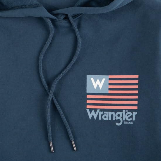 Wrangler Men's American Flag Graphic Hoodie Navy M4