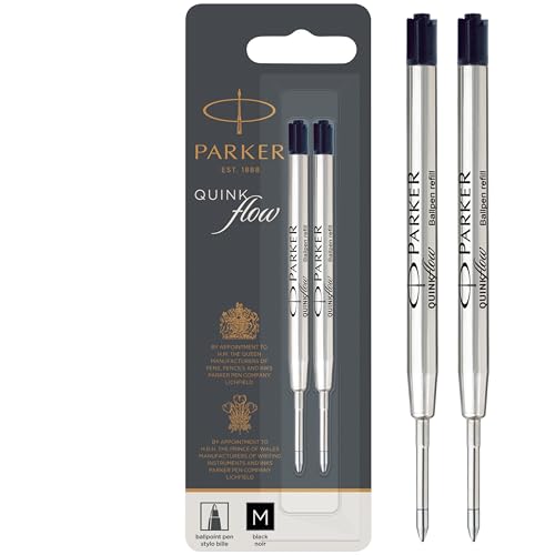 Parker Ballpoint Pen Refills | Medium Point | Black QUINKflow Ink | 2 Count
