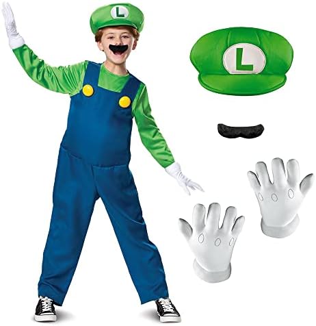 Nintendo Super Mario Brothers Boys Luigi Deluxe Costume