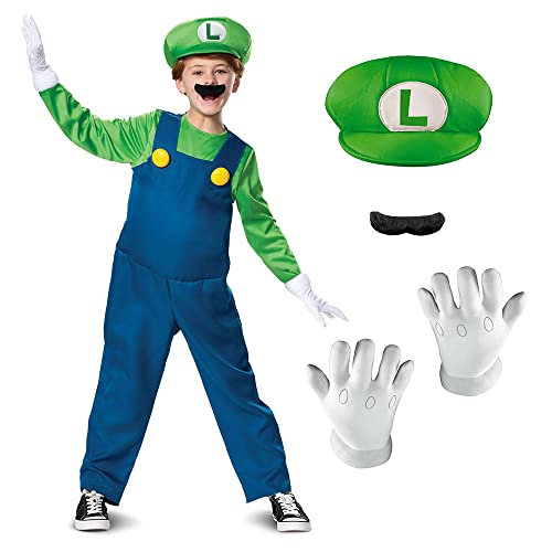 Disguise Super Mario Bros. Luigi Costume, Official Supe Mario Bros Costume for Boys, Small (4-6) by Disguise - Used condition - US$19.66