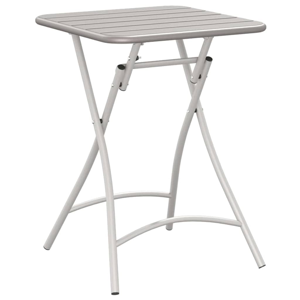 Stolik bistro beżowy, 55 x 55 x 72,5 cm, wykonany ze stali malowanej proszkowo, składany, do ogrodu, na taras, balkon, kemping, piknik, do użytku na świeżym powietrzu