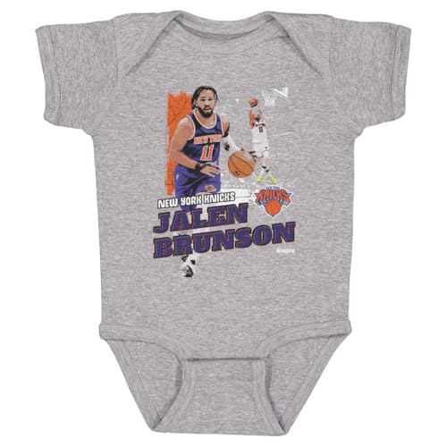 500 LEVEL Jalen Brunson New York Knicks One-Piece Infant Bodysuit - Jalen Brunson New York Knicks Gritty WHT (Heather Gray, 12M)