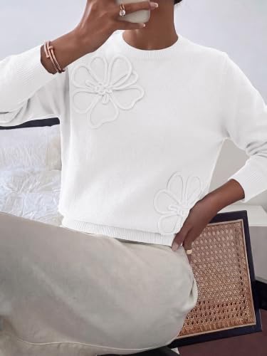 BTFBM Womens Sweaters Lightweight Long Sleeve Tops,White,XX-Large - image 5