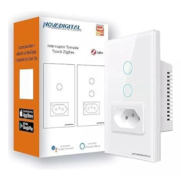 Interruptor Inteligente de 2 Botões e 1 Tomada Zigbee Tuya Smart Life 16a