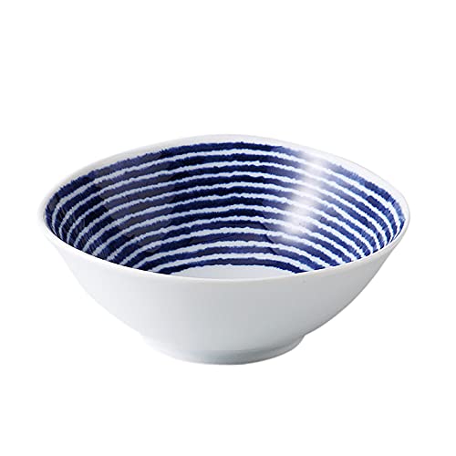 ????(Saikaitoki) Saikai Pottery 33008 Hasami Ware Bowl Dish with Small Transformation, Approx. 3.9 inches (10 cm), Indigo Dyed Comb Muscles, Made in Japan