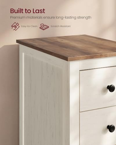 Image of VASAGLE Side End Table with 3 Storage Drawers, Nightstand Farmhouse