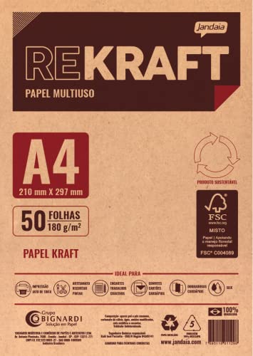 Papel Kraft A4 Multiuso 180g com 50fls