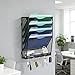 Gawerk 5-Tier Hanging Wall File Organizer with 5 Hooks - Wall Mounted Mail Paper Document Folder Holder, Sturdy Mesh Magazine Rack for Office Home