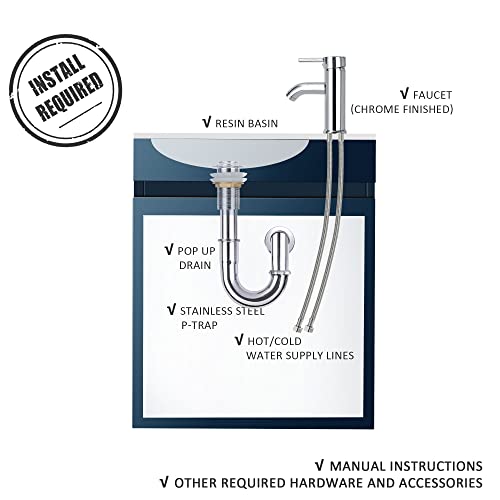 Ahb 16" Bathroom Vanity W/Sink Combo For Small Space, Wall Mounted Bathroom Cabinet Set With Chrome Faucet Pop Up Drain U Shape Drain(Blue)… #TOP5