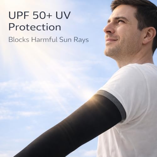Image of PulGos Combo - UV Protection Arm Sleeves for Men & Women with Thumb Hole | UPF 50 Sun Protection Sleeves for Cricket, Cycling, Running & Bike Riding | Breathable & Cooling Fabric for All-Day Comfort