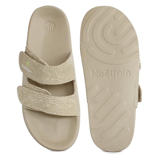 Image of NoStrain Men's Canvas Wave Print Sugar Sliders & Slippers | Ultra Soft Cushion FootBed | Comfortable Light Weight Casual Dailywear | Anti-Skid Sole | Waterproof Quick Drying Indoor Outdoor Flip Flops