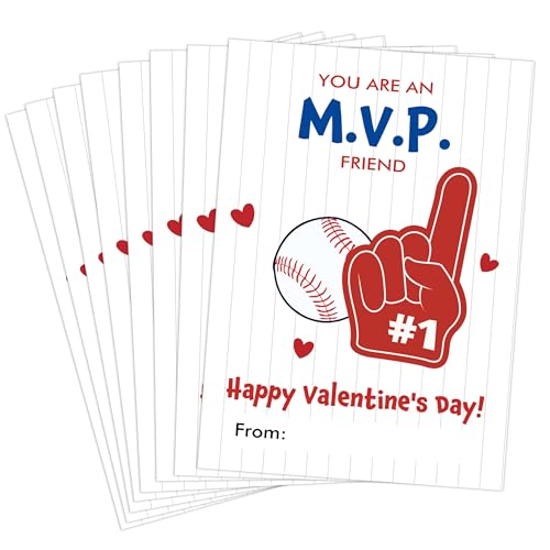 Cartes de Saint-Valentin pour enfants lot de 30 pour fête scolaire baseball