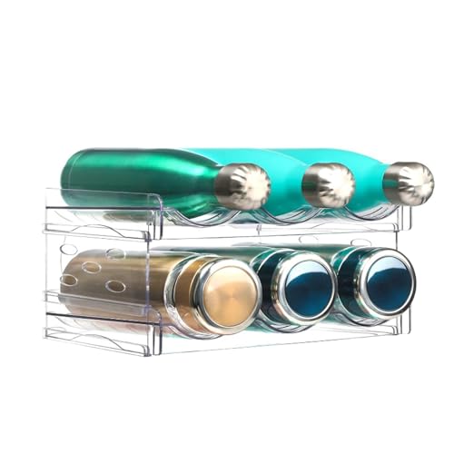 Flaschenregal, Flaschenregal Stapelbar Weinregal, 2 Schichten Kunststoff Flaschenhalter Schrank, Kühlschrank Flaschen Organizer Flaschenaufbewahrung für Kühlschrank, Schrank, Küchen