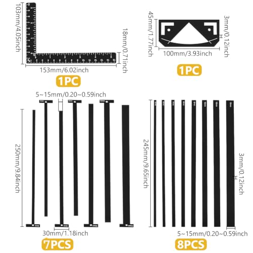 UNICRAFTALE 1 Set Buchbindepaket Flexible Acryl Buchbindevorlagen Schwarzes Buchbindewerkzeug Einfaches Scrapbooking Werkzeug 18 Stück T Förmige Lineale Zum Buchbinden Scrapbooking Handgefertigte
