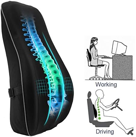 Ergonomic Lumbar Support Pillow for Office Chair, Premium Memory Foam Back Cushion for Lower Back Pain Relief, with Breathable Mesh Cover for Car Seat, Wheelchair, Recliner