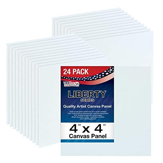 US Art Supply 4 X 4 inch Professional Artist Quality Acid Free Canvas Panel Boards 24-Pack (1 Full Case of 24 Single Canvas Panel Boards)