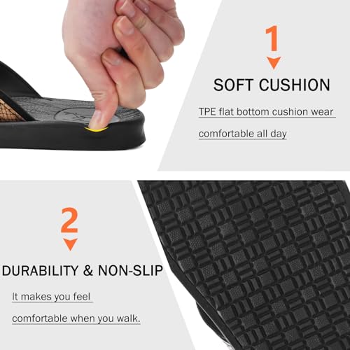 Image of KuaiLu Mens Flip Flops Arch Support Comfortable Summer Beach Thong Sandals Yoga Foam Cushion Slip on Slippers