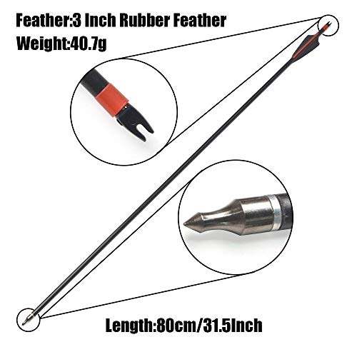 ANTSIR 30 Inches Spine 500 Fiberglass Arrow Diameter 8mm with Explosion-Proof for Recurve/Compound Bow Archery Hunting Shooting