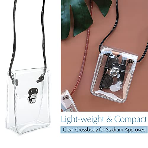 HOXIS Clear PVC Small Crossbody Bag for Stadium Approved Womens Purse Transparent Shoulder Bag Cell Phone Pouch (Black)2