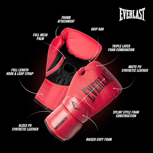 Image of Everlast Elite 2 Boxing Gloves | Pro Training & Heavy Bag Gloves | Men & Women | Ventilated Palm | Multi-Layer Protection | Red, 14 oz