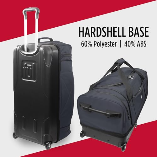 FUL Workhorse 30-Inch Rolling Duffel Bag, Split-Level Travel Luggage with Hardshell Base and Wheels, Dark Red4