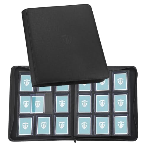TCGUARD Sammelkarten Album für 216 Karten 9 Fächer Binder mit Hüllen für 3x4 Rigid Toploader Card Trading Card Binder für TCG MTG-Karten Kartensammelalben (Schwarz)