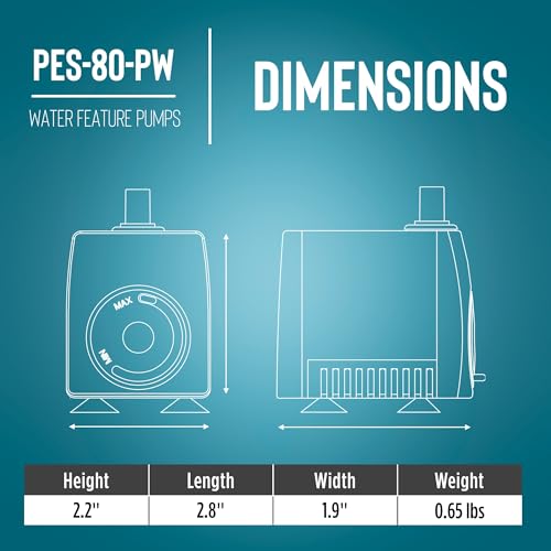 Image of Little Giant PES-80-PW 115-Volt, Magnetic Drive Fountain Pump with 6-Ft. Cord, Black, 566714, 77 GPH (Pack of 6)