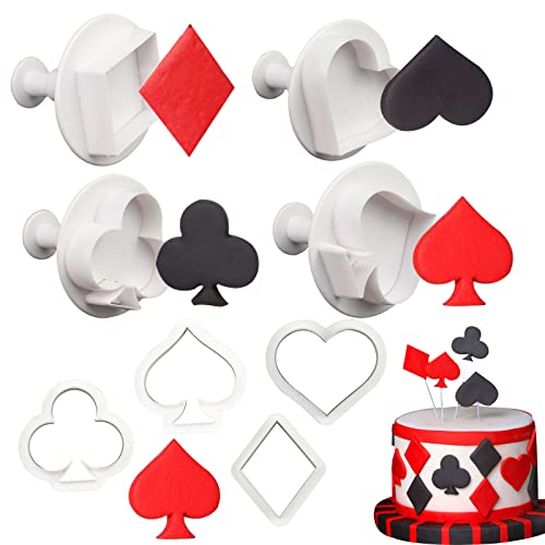 8 Pieces Poker Playing Bridge Plastic Cookie Cutter Playing Card Fondant Cutter Poker Cards Fondant Mold(Spade, Club, Diamond, And Heart) #TOP5
