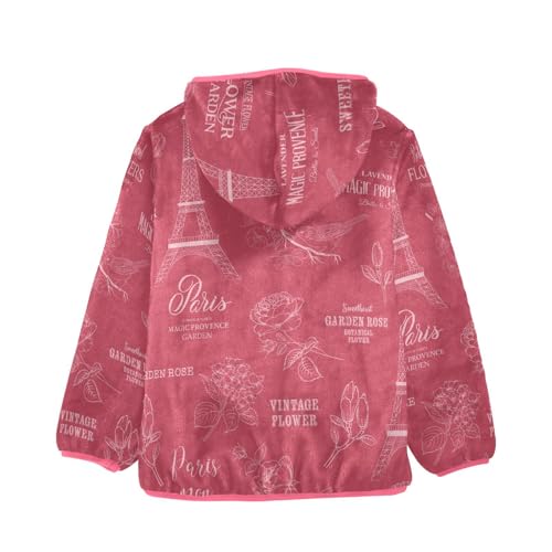 OTVEE Romantic Paris Pink Eiffel Tower Kids Hoodie Jacket Fall Spring Full Zip Warm Outwear Coat2