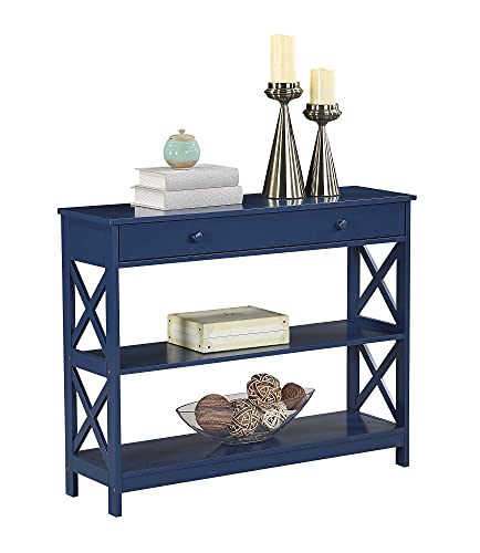 Image of Convenience Concepts Oxford 1 Drawer Console Table with Shelves, Cobalt Blue
