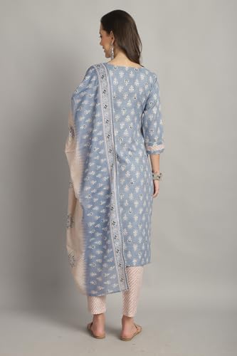 Image of Rajnandini Women's Cotton Foil Print Kurta Set with Dupatta (JOPLST230-31-38-P)