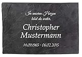 wandmotiv24 Schiefertafel Trauer, Gedenktafel Verstorbene Querformat 30x20cm, Personalisiert Name + Datum, Trauerspruch, Digitaldruck, Witterungsbeständig, Naturprodukt, Made in Germany