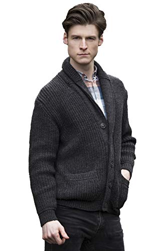 Gilet Aran en laine mérinos pour homme style irlandais col châle
