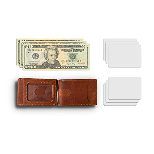 PEGAI Full Grain Leather Money Clip Wallet | Handmade Brown Minimalist Wallet for Men | Slim Business Card Holder | Mens Wallet with Money Clip | MAX (Rustic)3