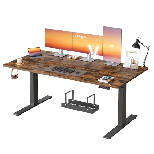 VASAGLE Bureau Électrique Réglable en Hauteur, 160 x 80 cm, avec Port USB-C, Support pour Multiprise, Rappel de Sédentarité, Fonction Mémoire 3 Hauteurs,...