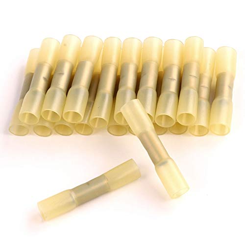 Davitu 100pcs Waterproof Seal Heat Shrink Butt Crimp Terminals Wire Connectors 22-18 16-14 12-10 AWG 3 Colors