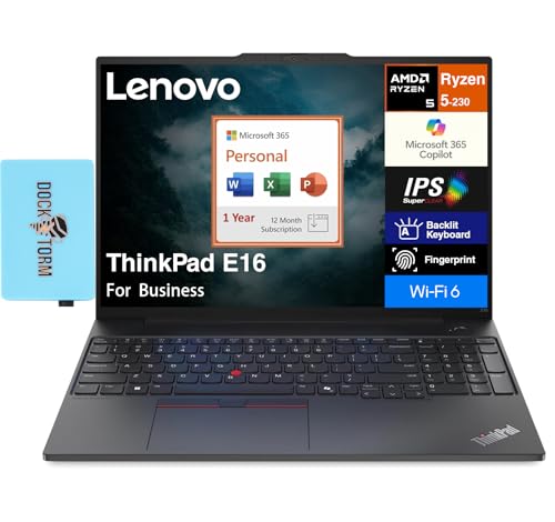 Lenovo ThinkPad E16 Business Laptop 16" WUXGA AMD Ryzen 5 230 16GB DDR5 2TB PCIe SSD miniatura 1