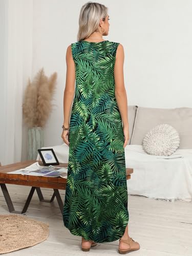 Image of BELAROI Womens Plus Size Maxi Dress Sundress Summer Casual Sleeveless V Neck Pockets Beach Swimsuit Coverup Loose