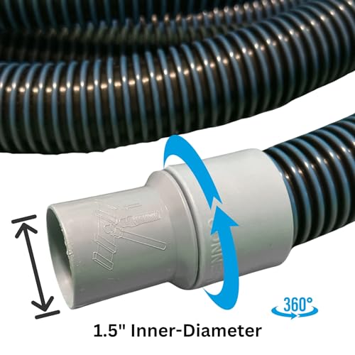 Wessel-Werk 1 1/2 in. by 50 ft. Pool Vacuum Hose with Kink-Free Swivel Cuff, Flexible Heavy-Duty Pool Cleaner Hose Compatible with Pool Vacuum for Inground Pool and Above Ground Pool, Made in USA