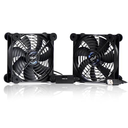 SCCCF USB Dual 120mm Quiet Fan, 5V USB Portable Cooling Fan for Flat Panel TV Receiver Router DVR PlayStation Xbox Computer Cabinet Cooler