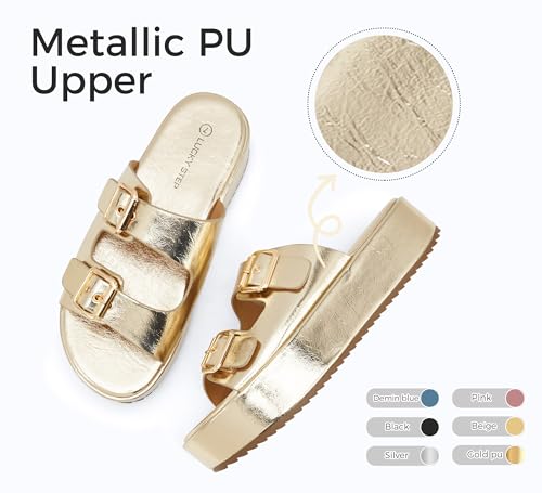 LUCKY STEP Women's Platform Slide Sandals Braided Adjustable Strap Flat Open Toe Summer Casual Shoes Beach Outdoor Wedge Woven Slipper3