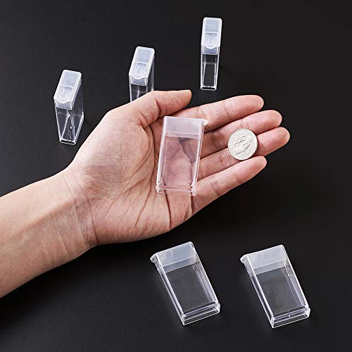 Image of FASHEWELRY 100Pcs Plastic Flip Top Seed Bead Small Storage Containers 2x1 Rectangle Transparent Clear Box Package Candy Favor Empty Box Organizers
