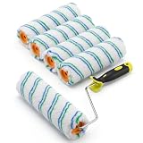 QWORK® 6 Piezas Rodillo de Pintura Set con Mango, 23 x5cm Rodillos de Pintura para Fachadas, Paredes y Techos