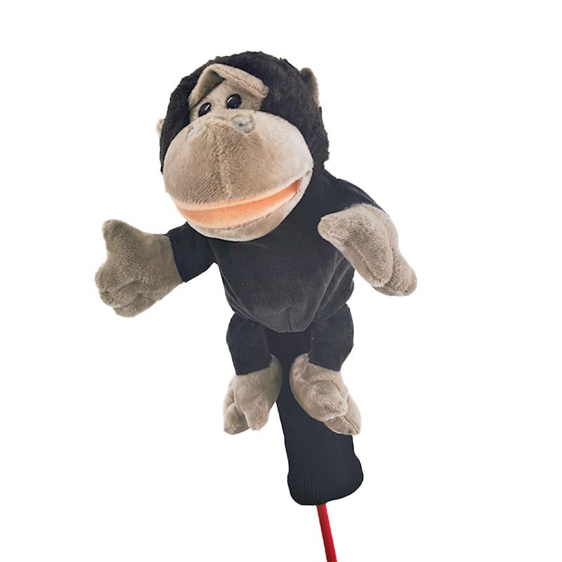 Plush Novelty Golf Club Headcover,Portable Funny Soft Animal Wood Driver Head Cover Sleeve Sets for Women Men Golfer (Gorilla)